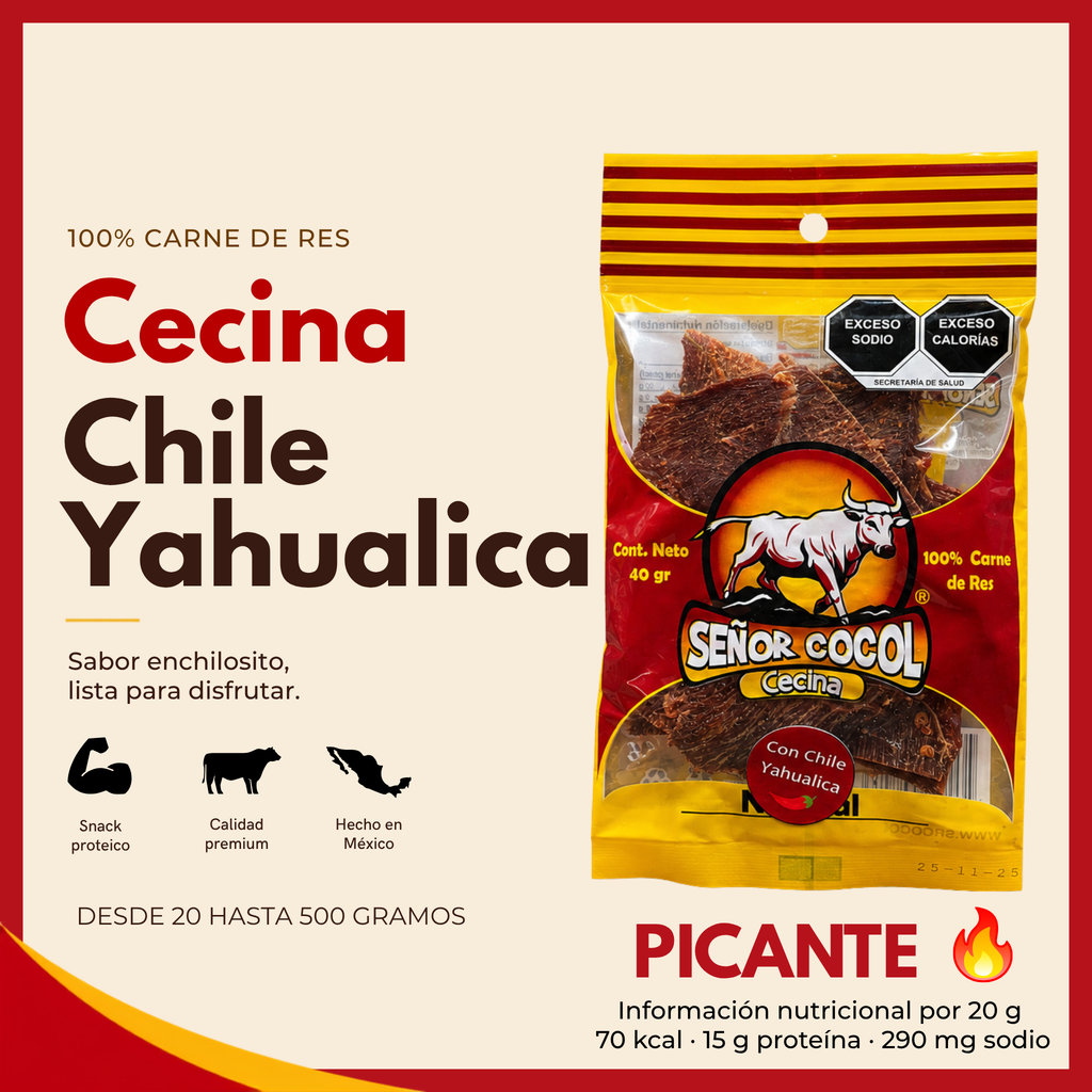 Cecina Chile Yahualica 100% de Res